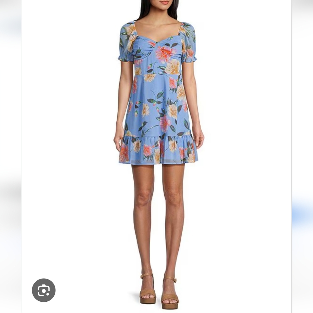 Gianni Bini Blue Floral Mini Dress NWT Size Xl